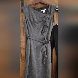 White House Black Market Gray Ruffle Midi Dress